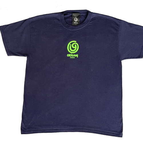 Navy T-Shirt Decorated in Bright Green Print (HB)
