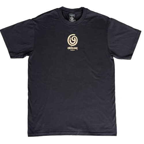 Black T-shirt Decorated in Peach Colour Print (HB)